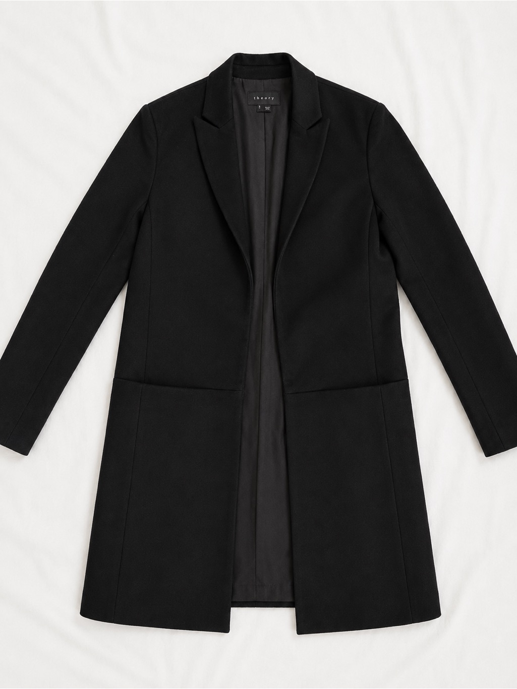 Theory Black Long Wool Coat